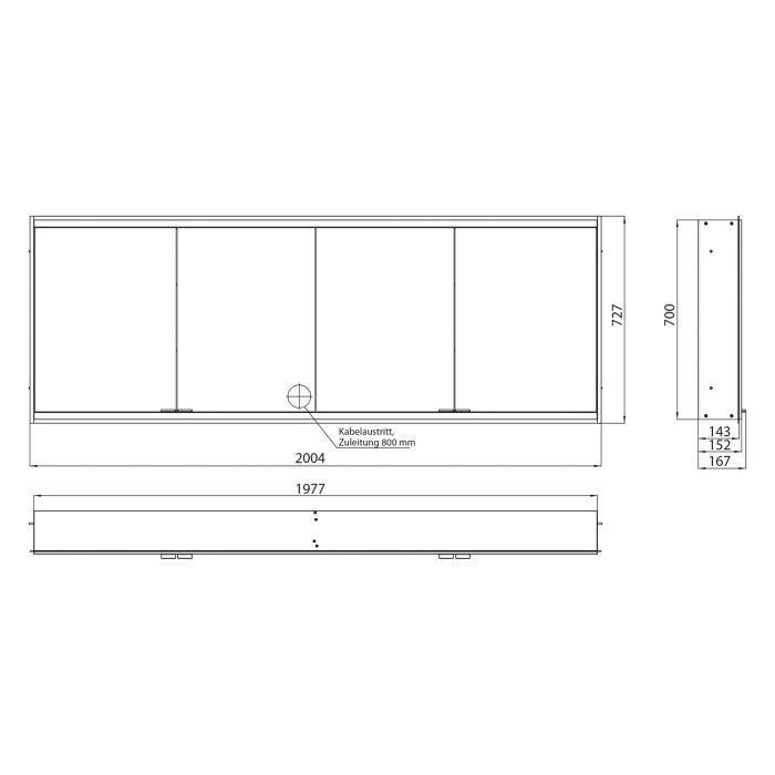 Emco prime 2 Facelift LED-Lichtspiegelschrank 200 cm mit 4 Türen, Unterputzmodell