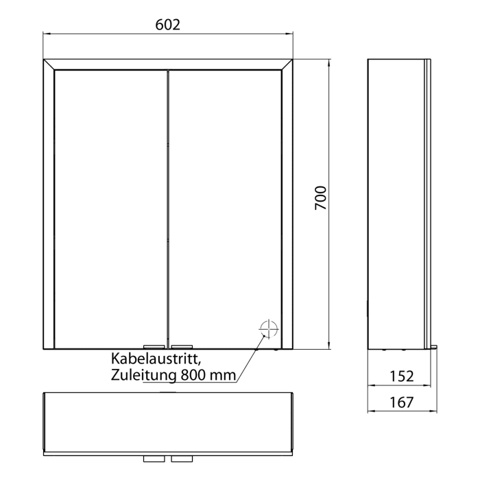 Emco prime 3 LED-Lichtspiegelschrank, 60  cm, 2 Türen, Aufputzmodell
