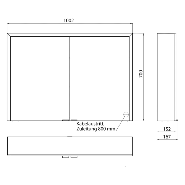 Emco prime 3 LED-Lichtspiegelschrank, 100  cm, 2 Türen, Aufputzmodell