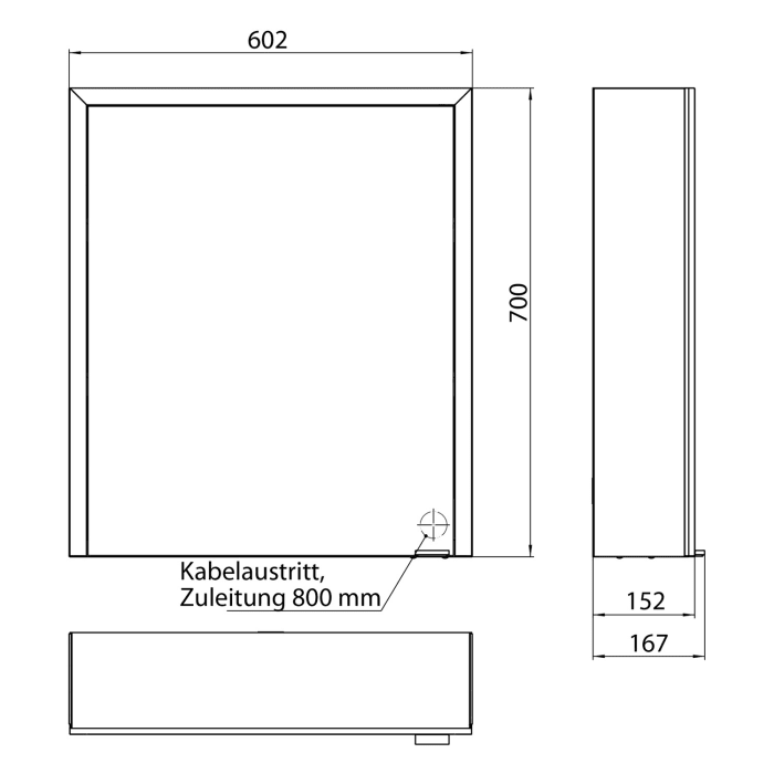 Emco prime 3 LED-Lichtspiegelschrank, 60  cm, 1 Tür, Aufputzmodell