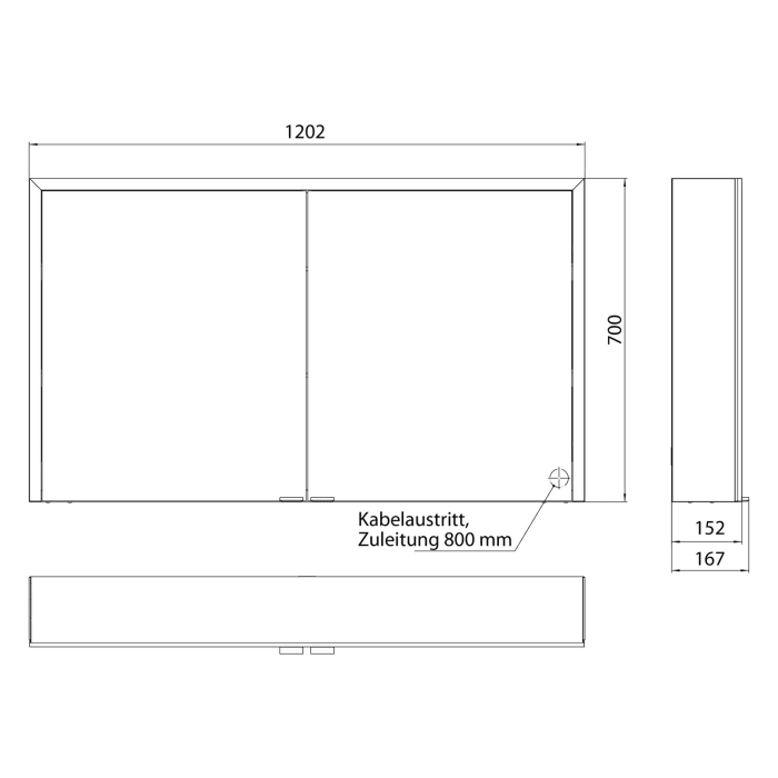 Emco prime 3 LED-Lichtspiegelschrank, 120  cm, 2 Türen, Aufputzmodell