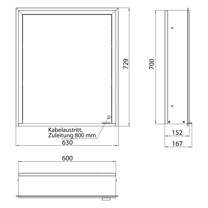 Emco prime 3 LED-Lichtspiegelschrank, 60  cm, 1 Tür, Unterputzmodell