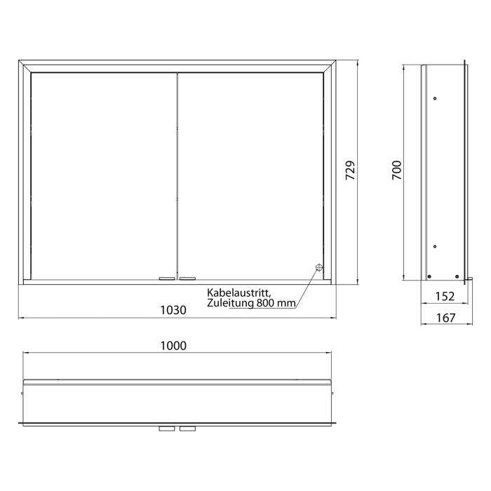 Emco prime 3 LED-Lichtspiegelschrank, 100  cm, 2 Türen, Unterputzmodell