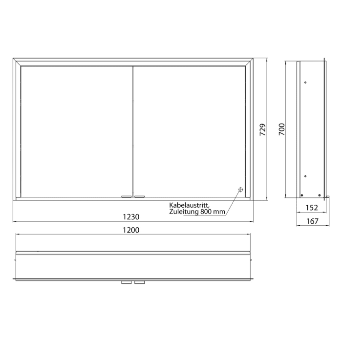 Emco prime 3 LED-Lichtspiegelschrank, 120  cm, 2 Türen, Unterputzmodell