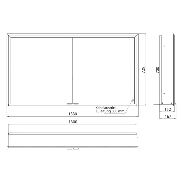 Emco prime 3 LED-Lichtspiegelschrank, 130  cm, 2 Türen, Unterputzmodell