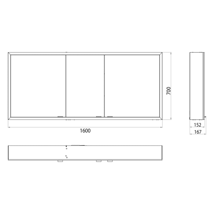 Emco prime Facelift LED-Lichtspiegelschrank 160 cm, 3 Türen, Aufputzmodell