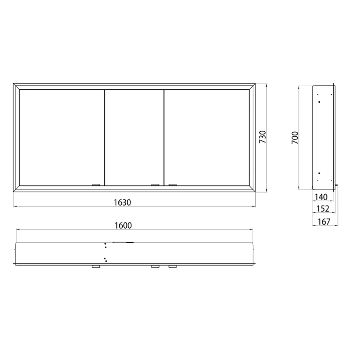 Emco prime Facelift LED-Lichtspiegelschrank 160 cm, 3 Türen, Unterputzmodell