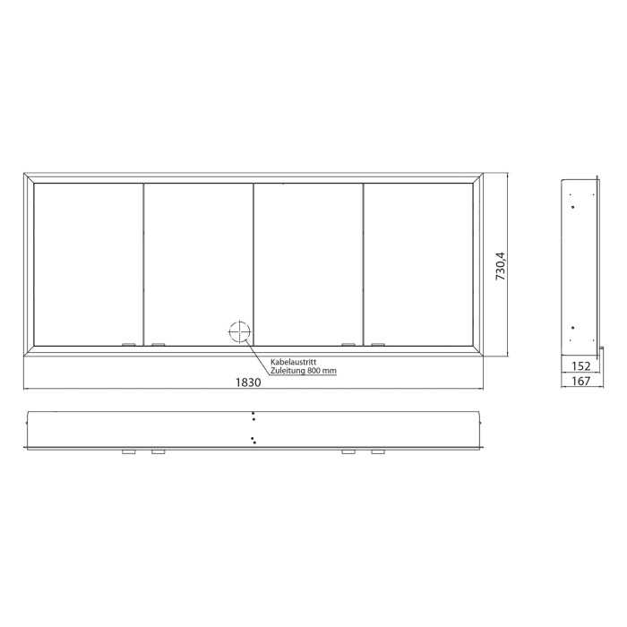 Emco prime Facelift LED-Lichtspiegelschrank 180 cm, 4 Türen, Unterputzmodell