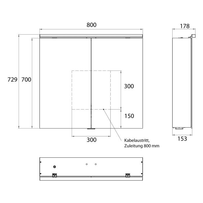Emco pure 2 Classic LED-Lichtspiegelschrank 80 cm, mit LED-Aufsatzleuchte, 2 Türen