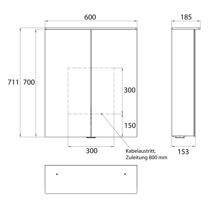 Emco pure 2 Design LED-Lichtspiegelschrank 60 cm, mit Lichtsegel, 2 Türen