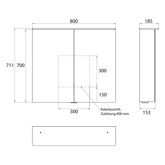 Emco pure 2 Design LED-Lichtspiegelschrank 80 cm, mit Lichtsegel, 2 Türen