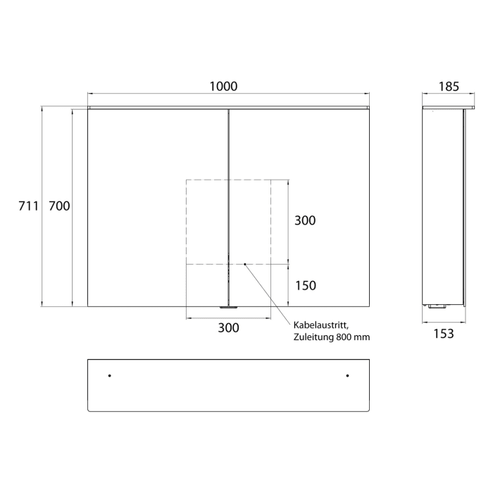 Emco pure 2 Design LED-Lichtspiegelschrank 100 cm, mit Lichtsegel, 2 Türen