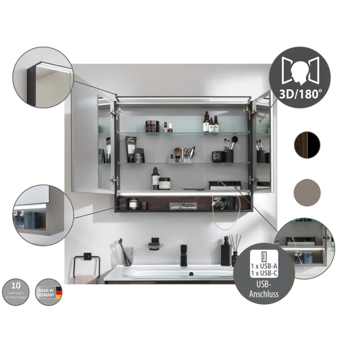 Fackelmann B.Paris LED-Spiegelschrank 90 x 71,8 cm