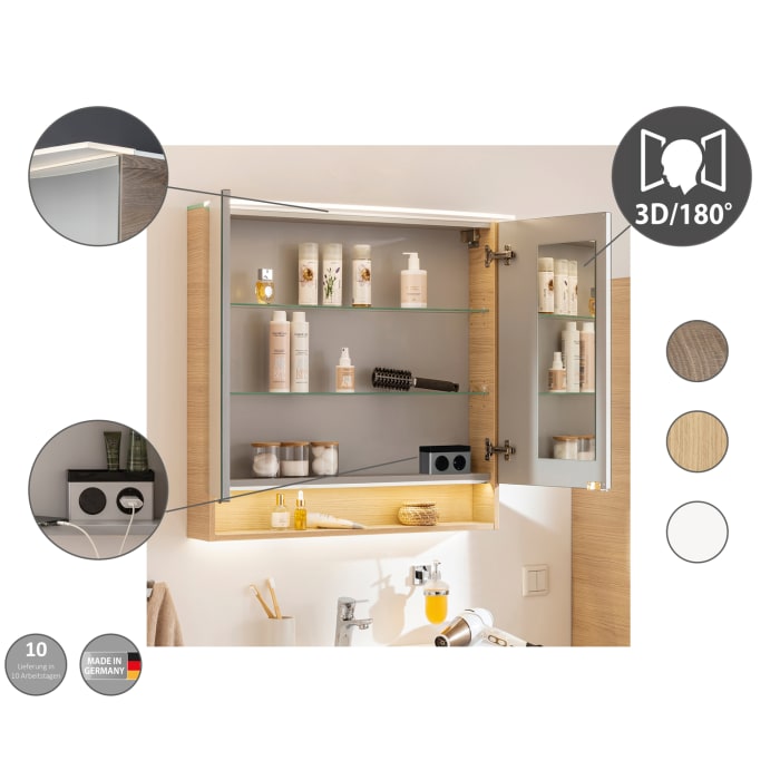 Fackelmann B.style LED-Spiegelschrank 80 x 81,2 cm