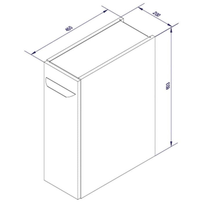 Fackelmann LUXOR Unterschrank 20 x 60,3 x 45 cm, Anschlag rechts
