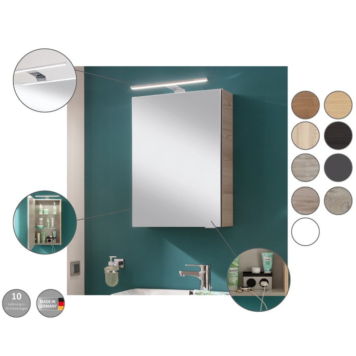 Fackelmann SBC LED Spiegelschrank 40 cm, Türanschlag rechts