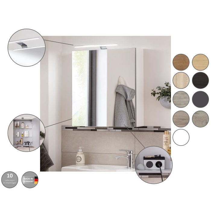 Fackelmann SBC LED Spiegelschrank 50 cm, Türanschlag rechts