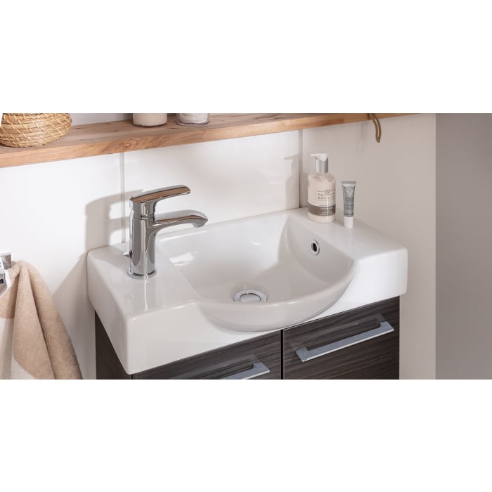 Fackelmann SBC Gäste-WC Keramikbecken 54,5 x 32 cm, Becken mittig, Hahnloch links