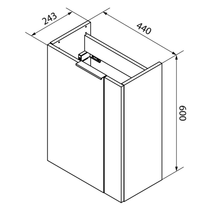 Fackelmann SBC Waschtischunterschrank 44 cm mit 1 Tür, Anschlag links