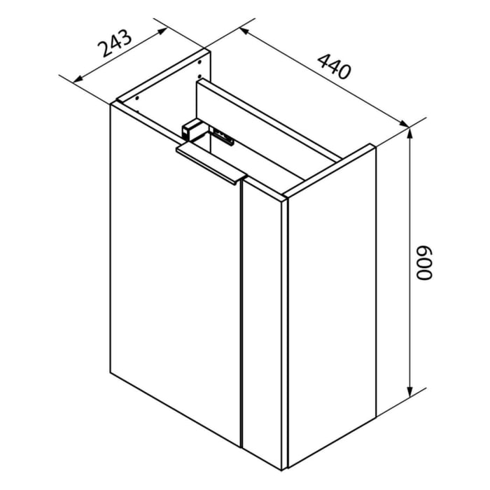 Fackelmann SBC Waschtischunterschrank 44 cm mit 1 Tür, Anschlag links