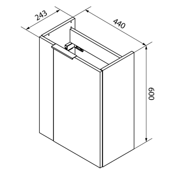 Fackelmann SBC Waschtischunterschrank 44 cm mit 1 Tür, Anschlag rechts