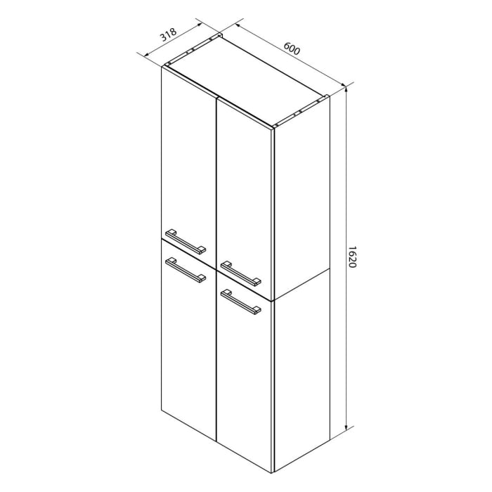 Fackelmann VERONA Doppel-Hochschrank mit Innenschublade 60 cm