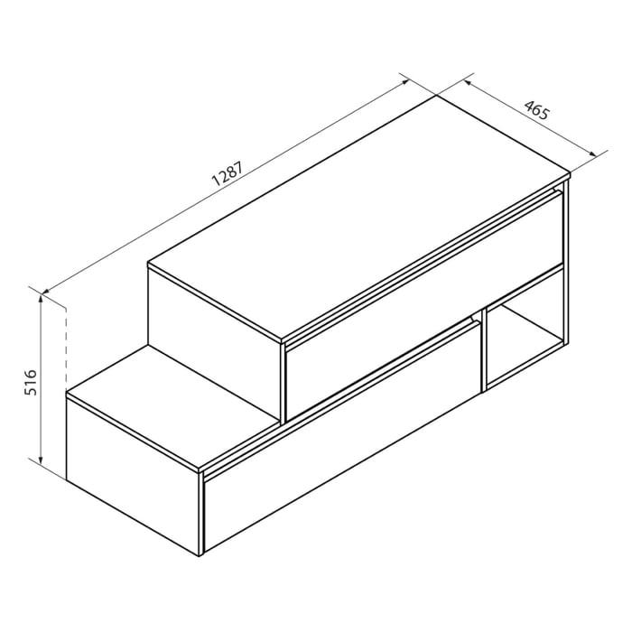 Fackelmann VITA L-Waschtischunterschrank mit Abdeckplatte rechts 128,7 cm