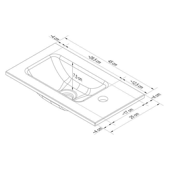Fackelmann Gäste-WC Glasbecken 45 x 25 cm mit Permanentablauf