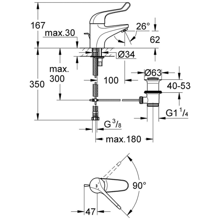 GROHE Euroeco Special Einhand-Sicherheitsmisch-Waschtischbatterie