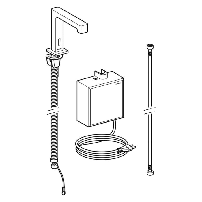 Geberit Brenta Waschtischarmatur Standmontage, Netzbetrieb, mit AP-Funktionsbox