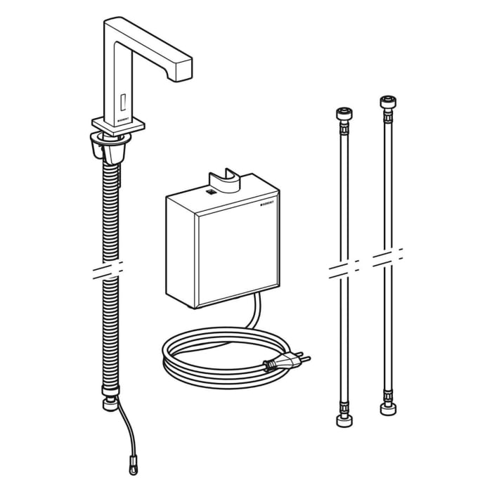 Geberit Brenta Waschtischarmatur Standmontage, Netzbetrieb, mit AP-Funktionsbox