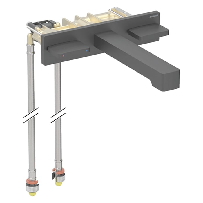 Geberit ONE Waschtischarmatur eckiges Design, Wandmontage, Zweigriffmischer