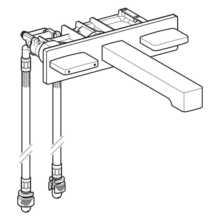 Geberit ONE Waschtischarmatur eckiges Design, Wandmontage, Zweigriffmischer