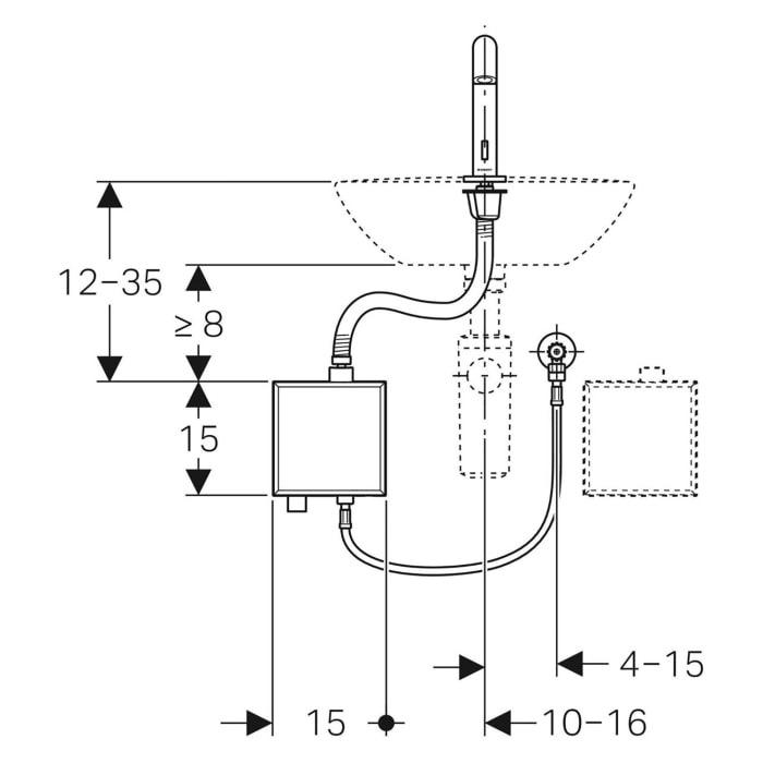 Geberit Piave Waschtischarmatur Standmontage, Batteriebetrieb, mit AP-Funktionsbox