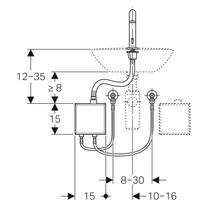 Geberit Piave Waschtischarmatur Standmontage, Batteriebetrieb, mit AP-Funktionsbox
