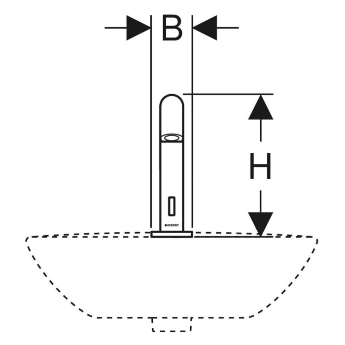 Geberit Piave Waschtischarmatur Standmontage, Generatorbetrieb, für UP-Funktionsbox