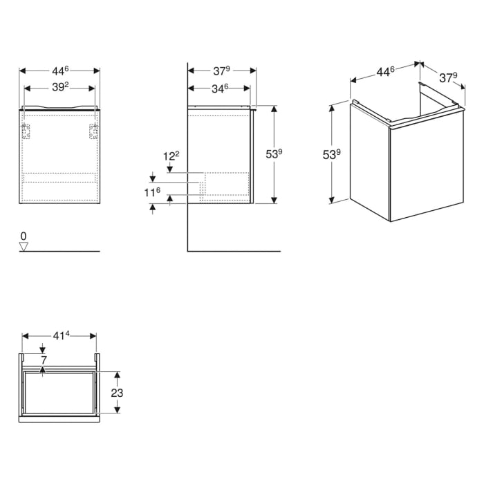 Geberit Acanto Unterschrank für Handwaschbecken 44,6 x 37,9 cm