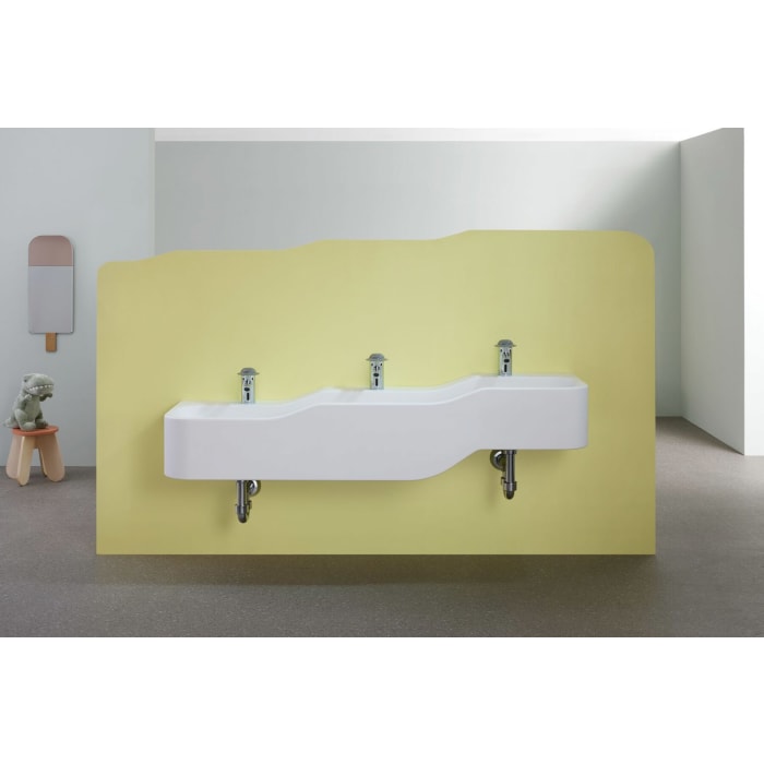 Geberit Bambini Spiel- und Waschlandschaft, 3 Waschplätze, tieferes Becken links