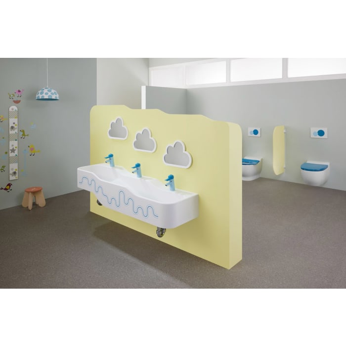 Geberit Bambini Spiel- und Waschlandschaft, 3 Waschplätze, tieferes Becken rechts
