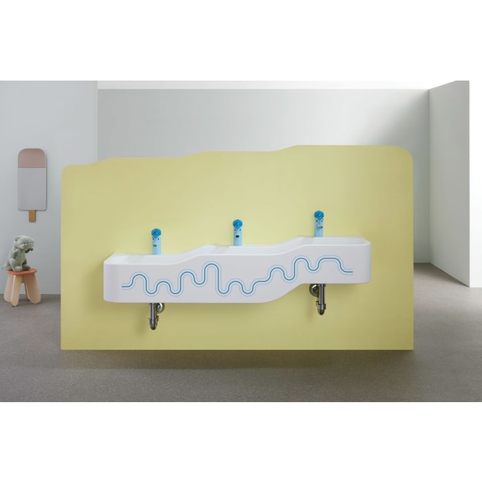 Geberit Bambini Spiel- und Waschlandschaft, 3 Waschplätze, tieferes Becken links