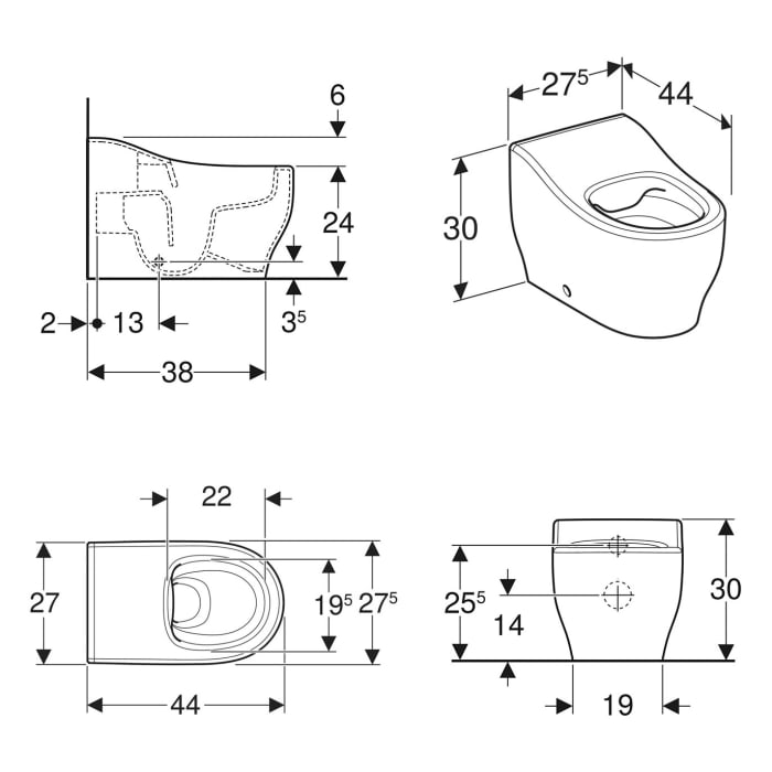 Geberit Bambini Stand-WC für Kleinkinder, Tiefspüler, Rimfree