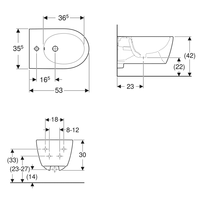 Geberit iCon Wandbidet geschlossene Form