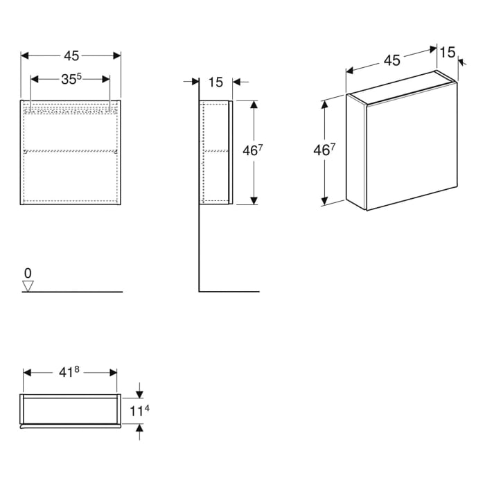 Geberit Hängeschrank quadratisch, mit einer Tür