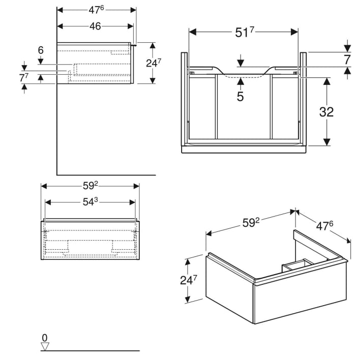 Geberit iCon Unterschrank für Waschtisch 60 cm mit einer Schublade