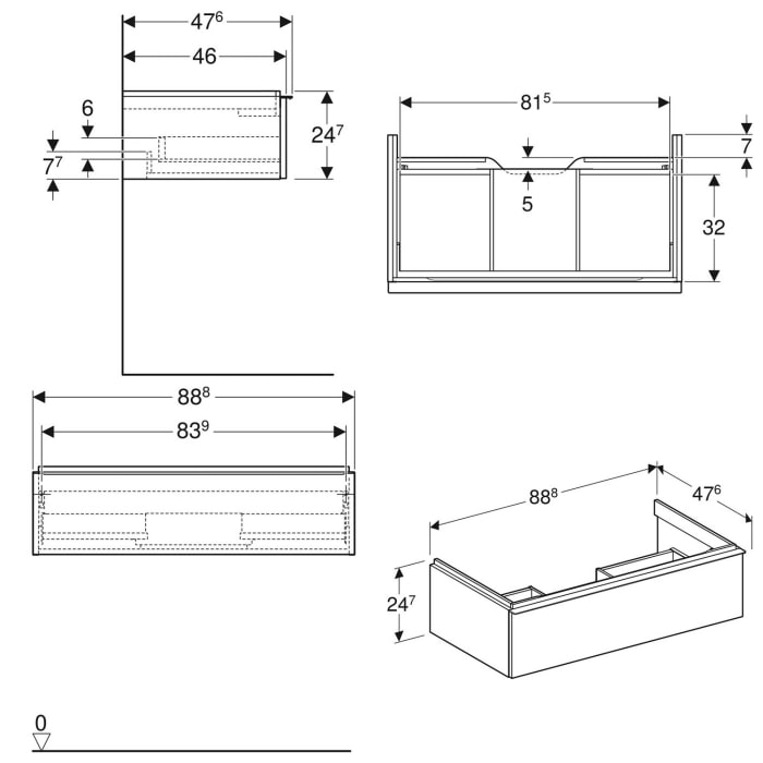 Geberit iCon Unterschrank für Waschtisch 90 cm mit einer Schublade