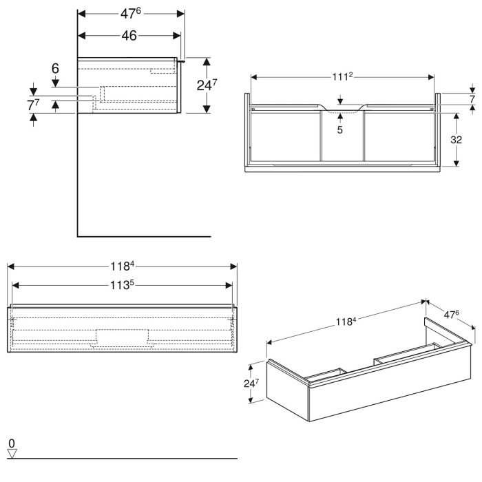 Geberit iCon Unterschrank für Waschtisch 120 cm mit einer Schublade