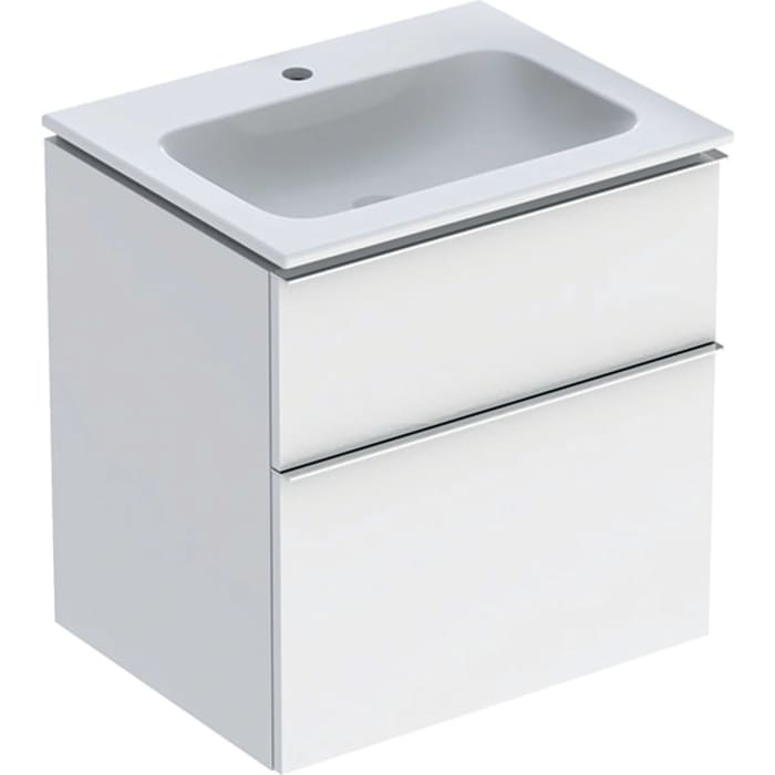 Geberit iCon Set Möbelwaschtisch 60 cm schmaler Rand, mit Unterschrank, 2 Schubladen und Waschbeckenanschluss
