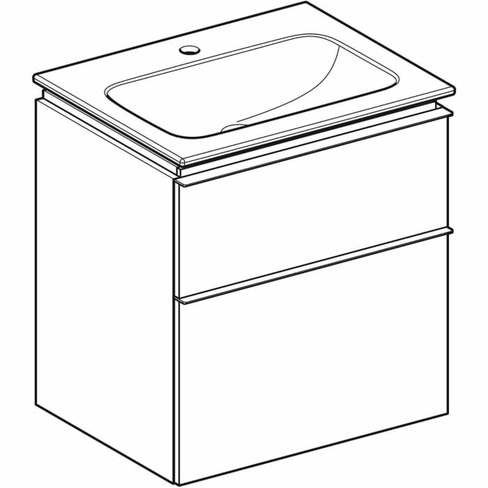 Geberit iCon Set Möbelwaschtisch 60 cm schmaler Rand, mit Unterschrank, 2 Schubladen und Waschbeckenanschluss