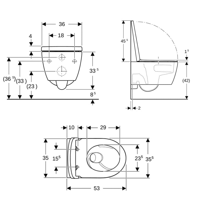 Geberit iCon Wand-WC Tiefspüler Set, geschlossene Form, TurboFlush, mit WC-Sitz