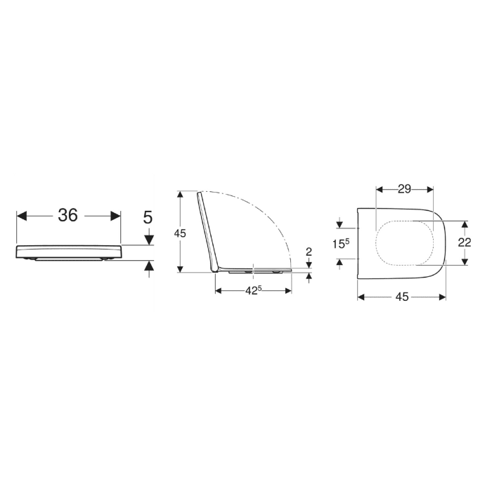 Geberit iCon WC-Sitz eckiges Design mit Absenkautomatik und Quick release
